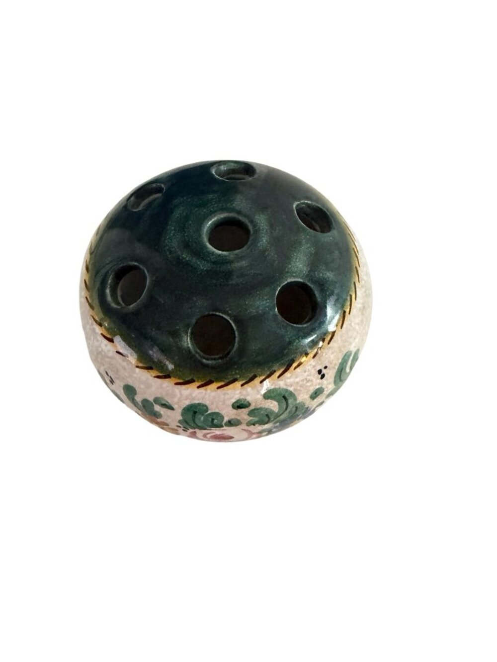 Vintage Italian Hand Painted Pottery Flower Frog Vase Made in Italy V.B. 3" Flor - Picture 2 of 6